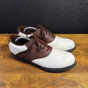 Pro Select 1805 Brown WhiteLeather Spikeless Golf Shoes Mens 10.5